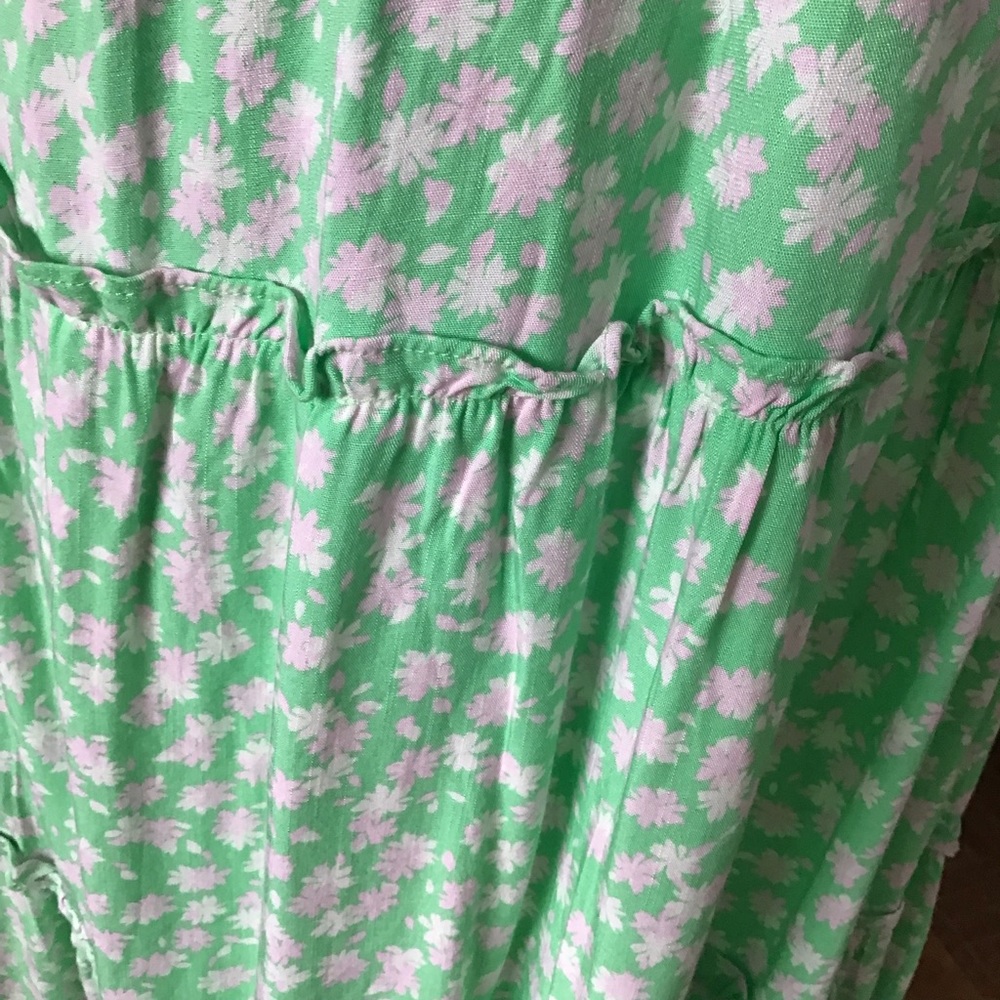 WHO WHAT WEAR Maxi Dress Tiered Short Sleeve Elastic Waist Pink/Green Size XXL - Picture 8 of 8